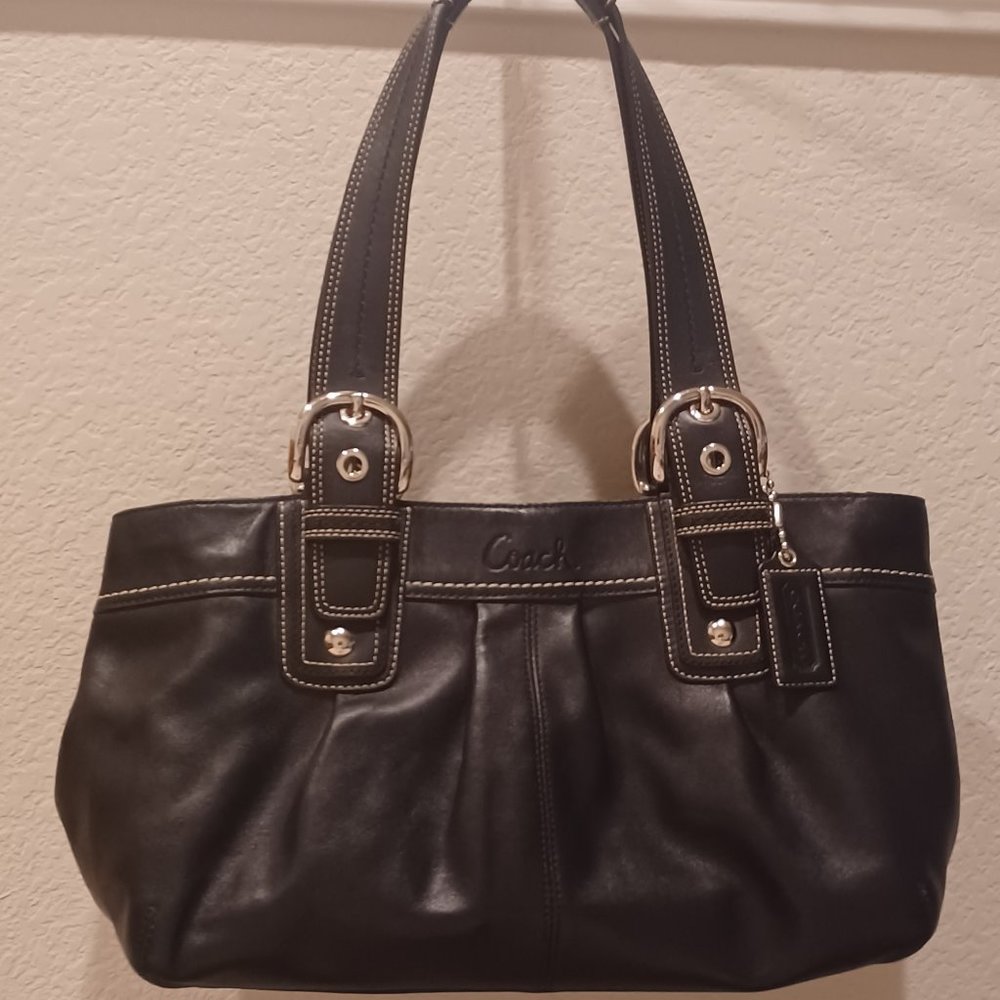 COACH Hampton Black Leather Soho Shoulder Bag Handbag #F13732 EUC w/ Hangtag.